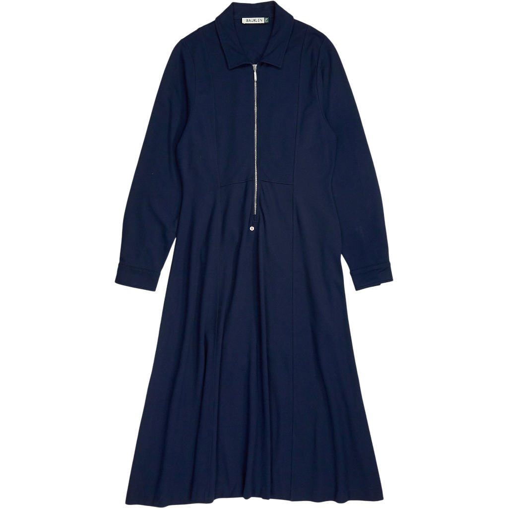 Baukjen Navy Zip Collar Midi Dress