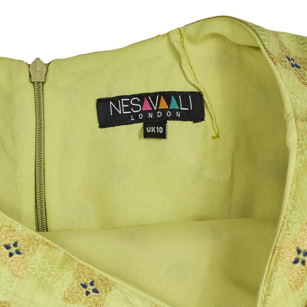 Nesavali Green Embroidered Ruffle Dress