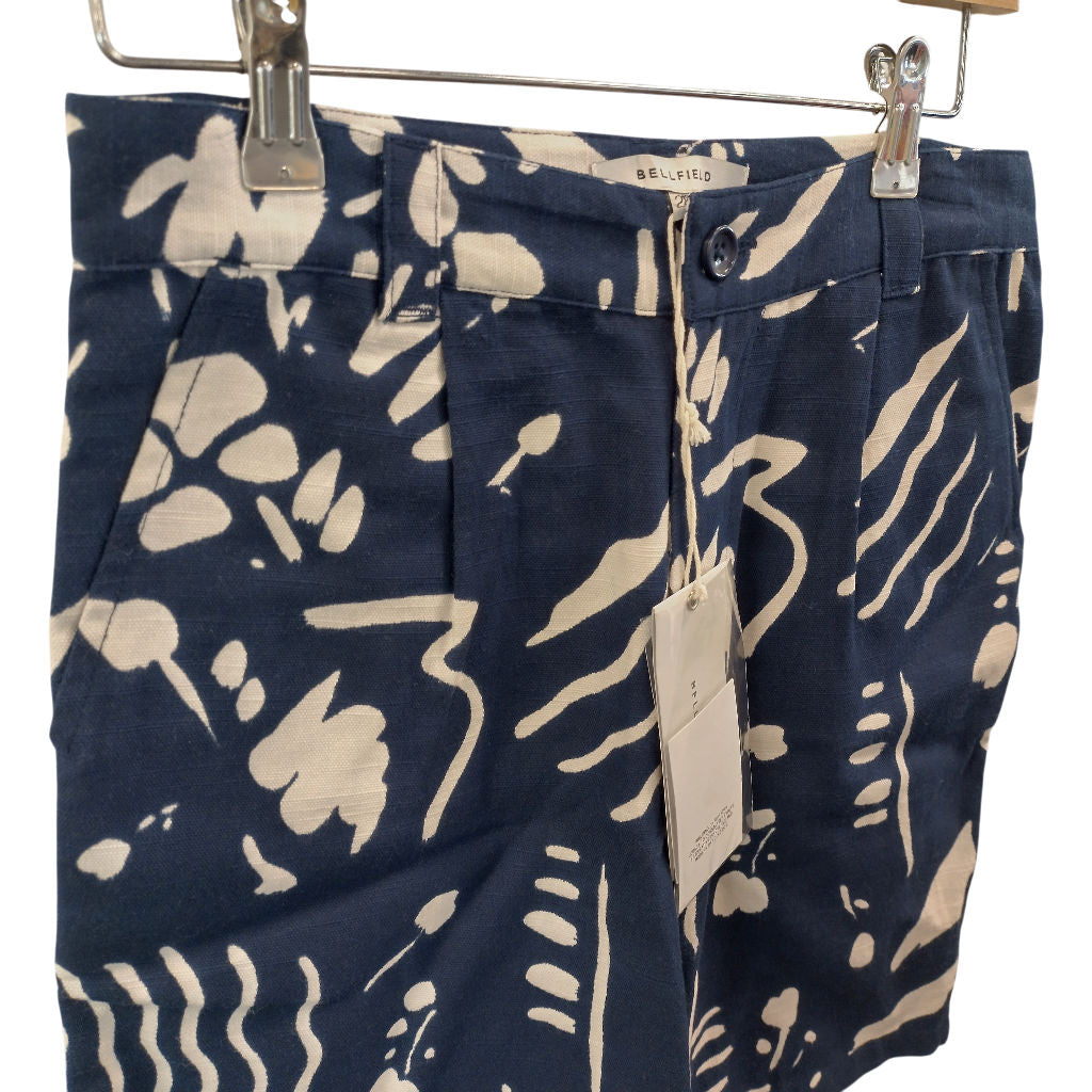 Bellfield Blue Patterned Cotton Shorts