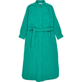 NRBY Green Cotton Belted Shirt Dress