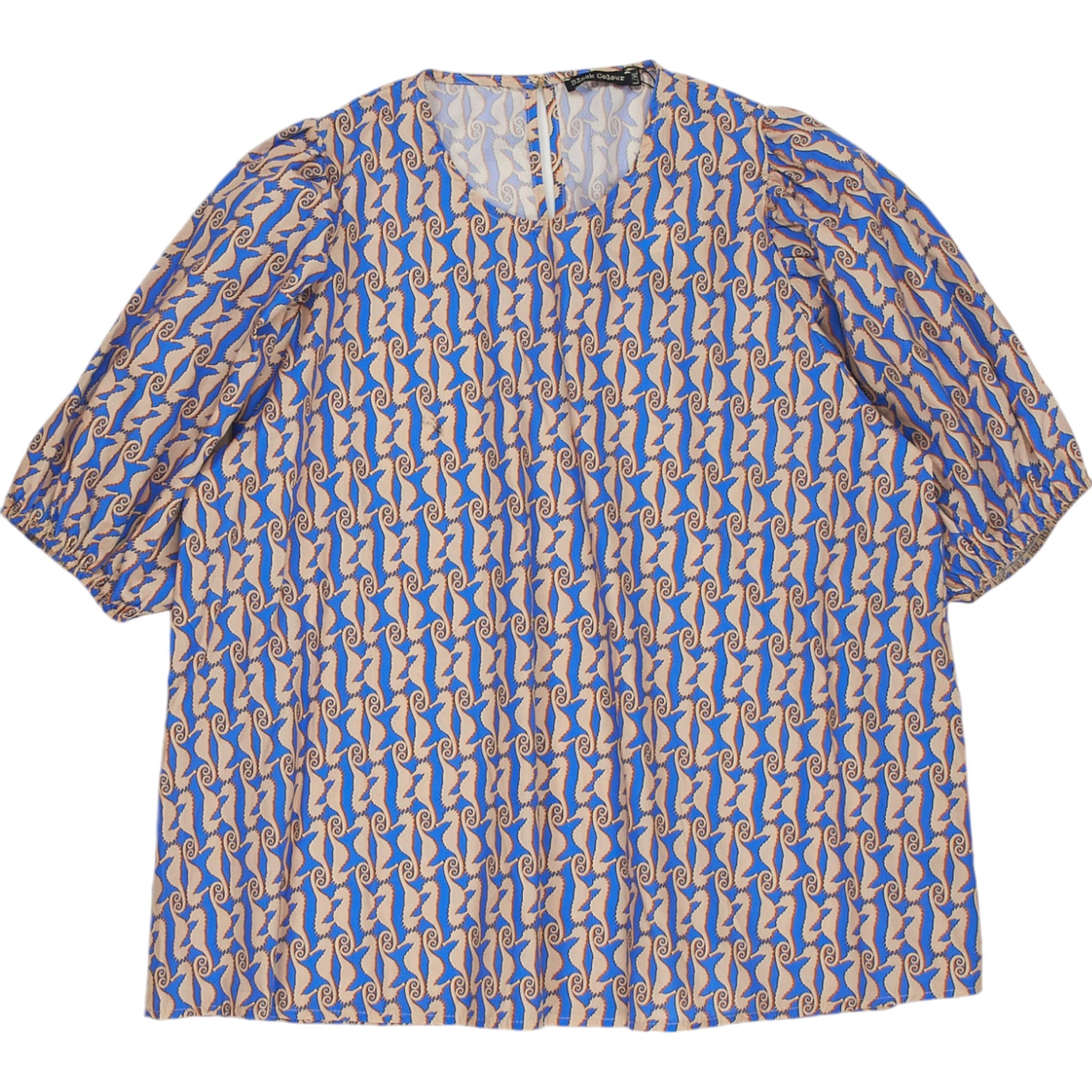 Black Colour Blue Patterned Blouse