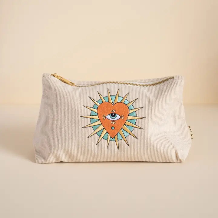 Corduroy Medium Pouch in Stone