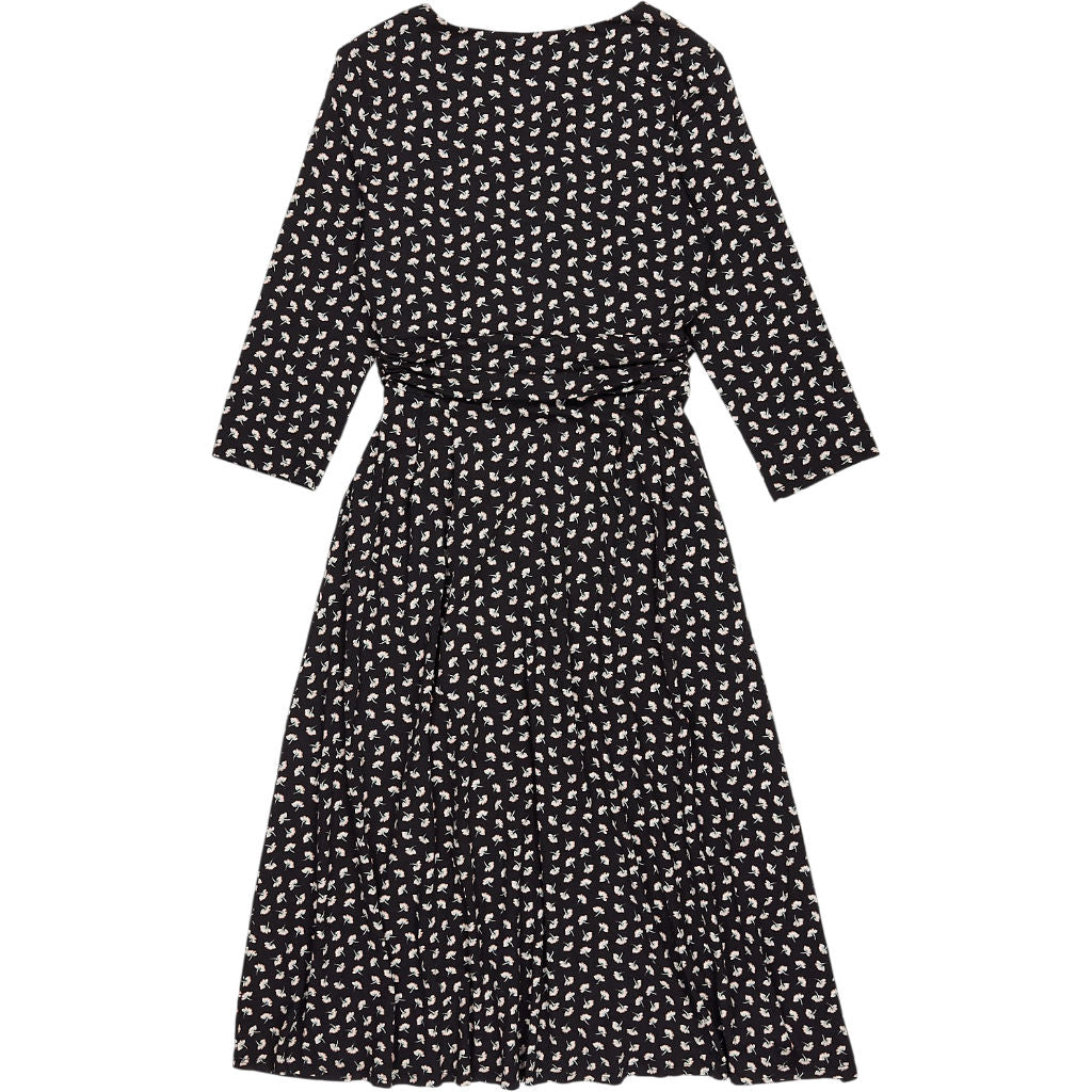 Roman Black Ditsy Floral Wrap Dress