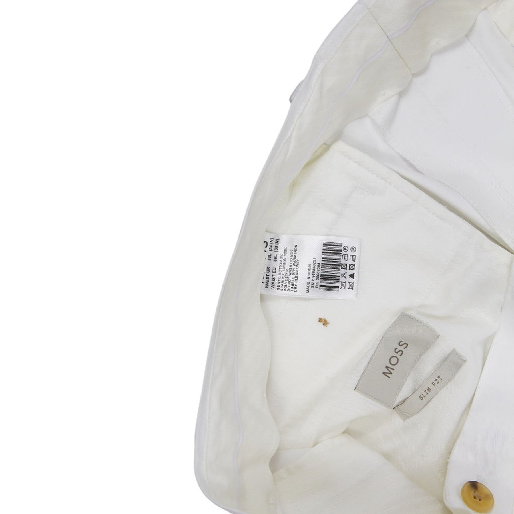 Moss White Slim Fit Trousers