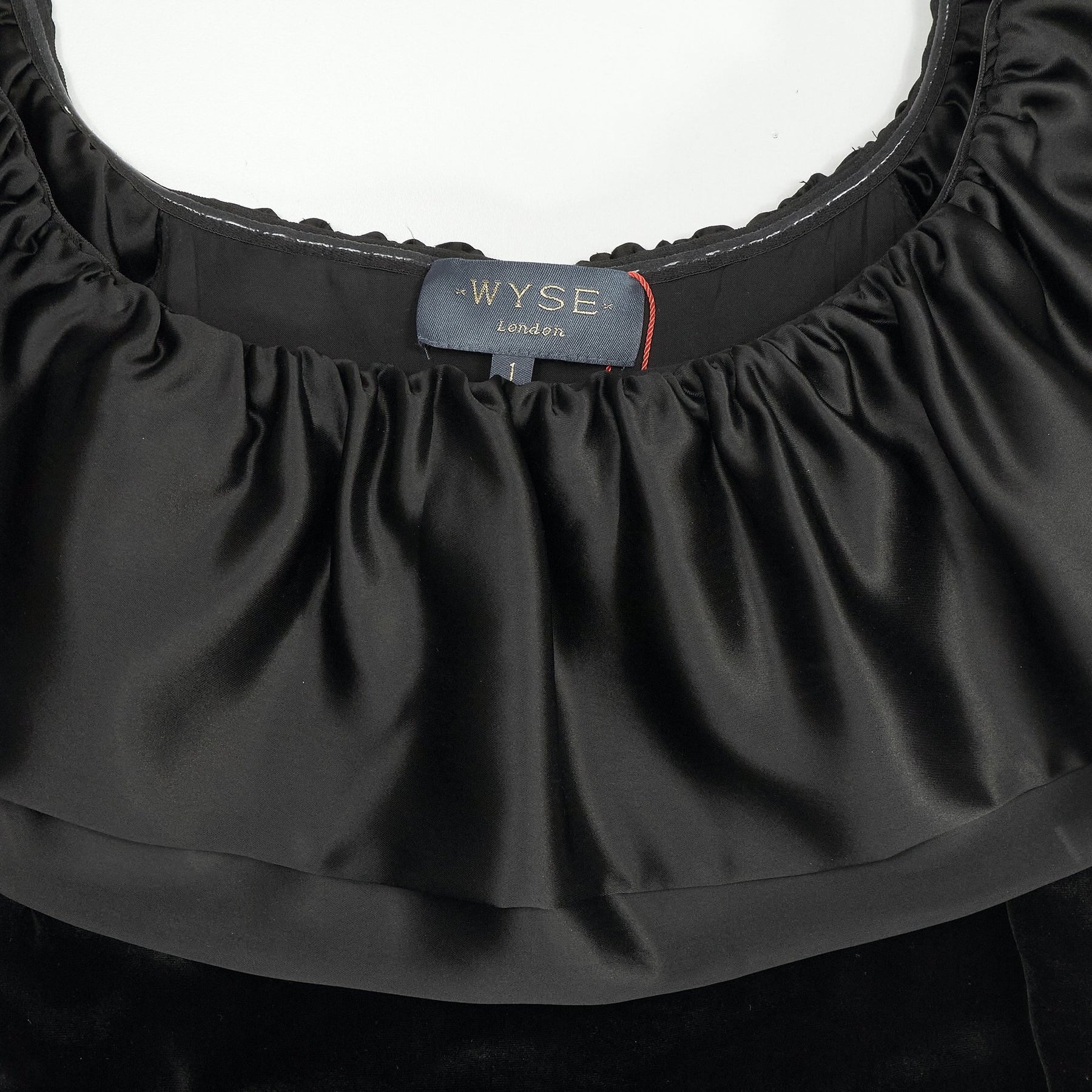 WYSE Black Velvet Ruffle Dress