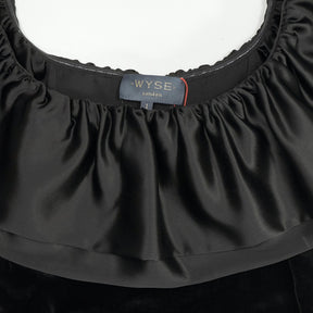 WYSE Black Velvet Ruffle Dress