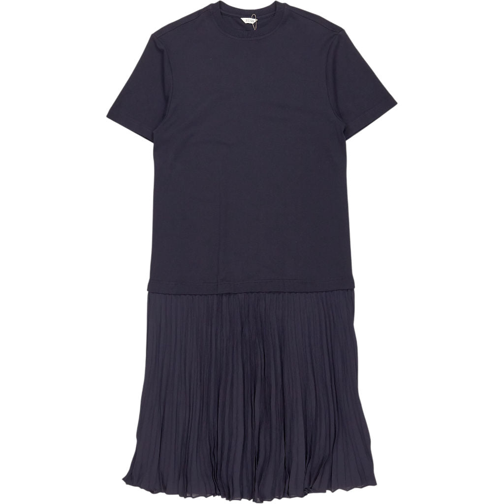Hush Navy Esme Short Sleeve Pleated Midi Dress
