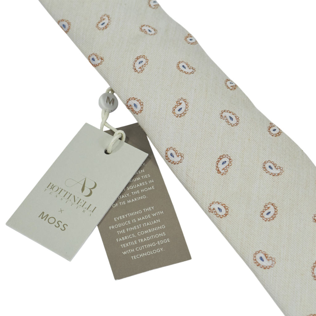 Tessitura Bottinelli x Moss Beige Patterned Tie Bundle x 3