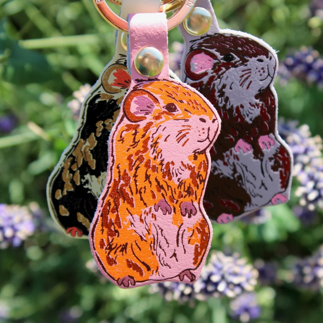 Guinea Pig Keyring - Orange & Pink