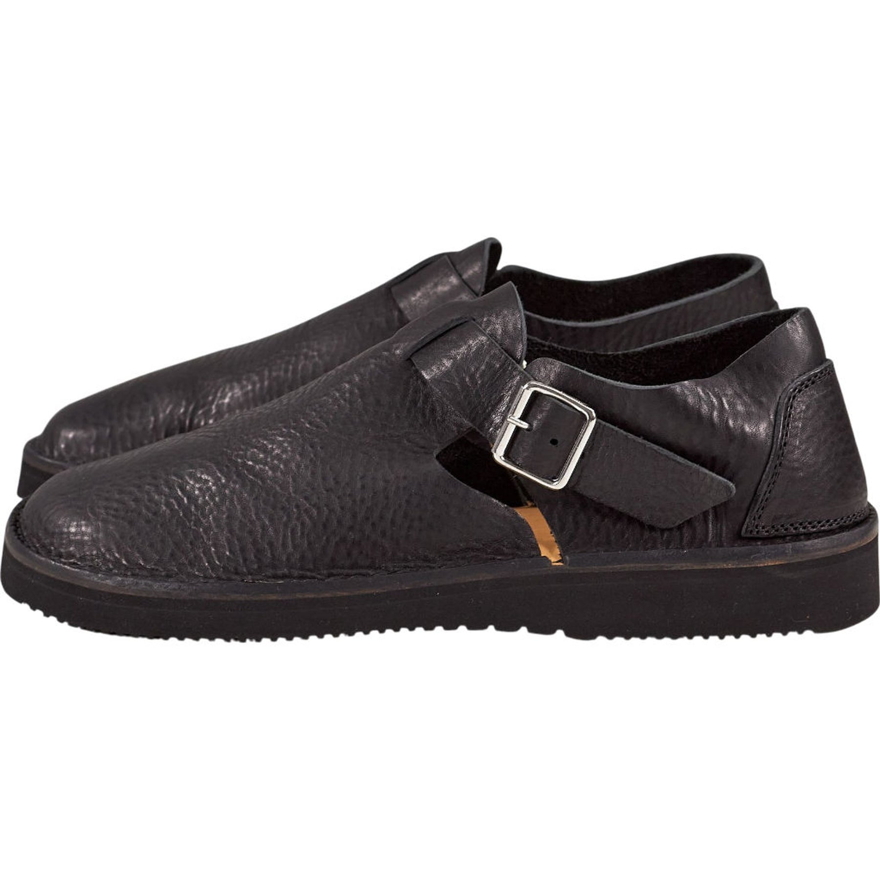 Fracap Black Leather Buckle Shoes