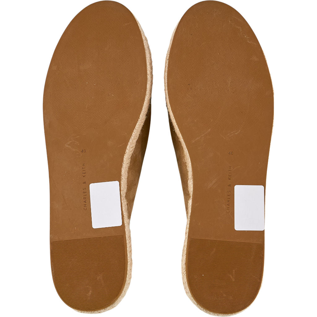 Charles & Keith Beige Suede Espadrille Sandals