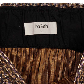 Ba&sh Metallic Brown Pleated Skirt