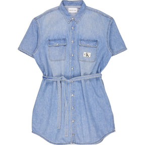 Calvin Klein Jeans Light Blue Utility Belted Shirt Dress