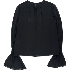 Frame Black Shirred Cuff Blouse S/P