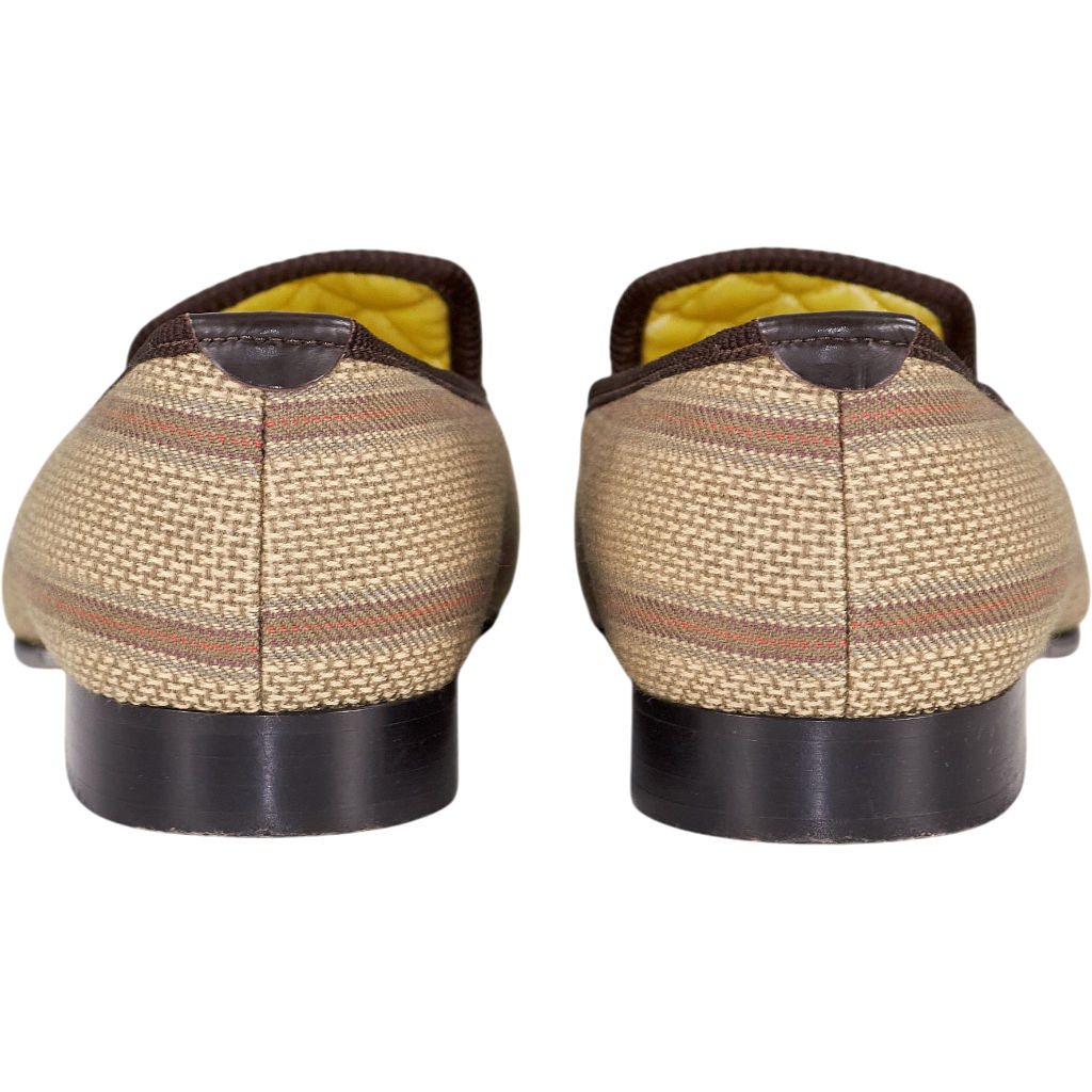 Bowhill & Elliott Brown Stripe Tweed Slippers