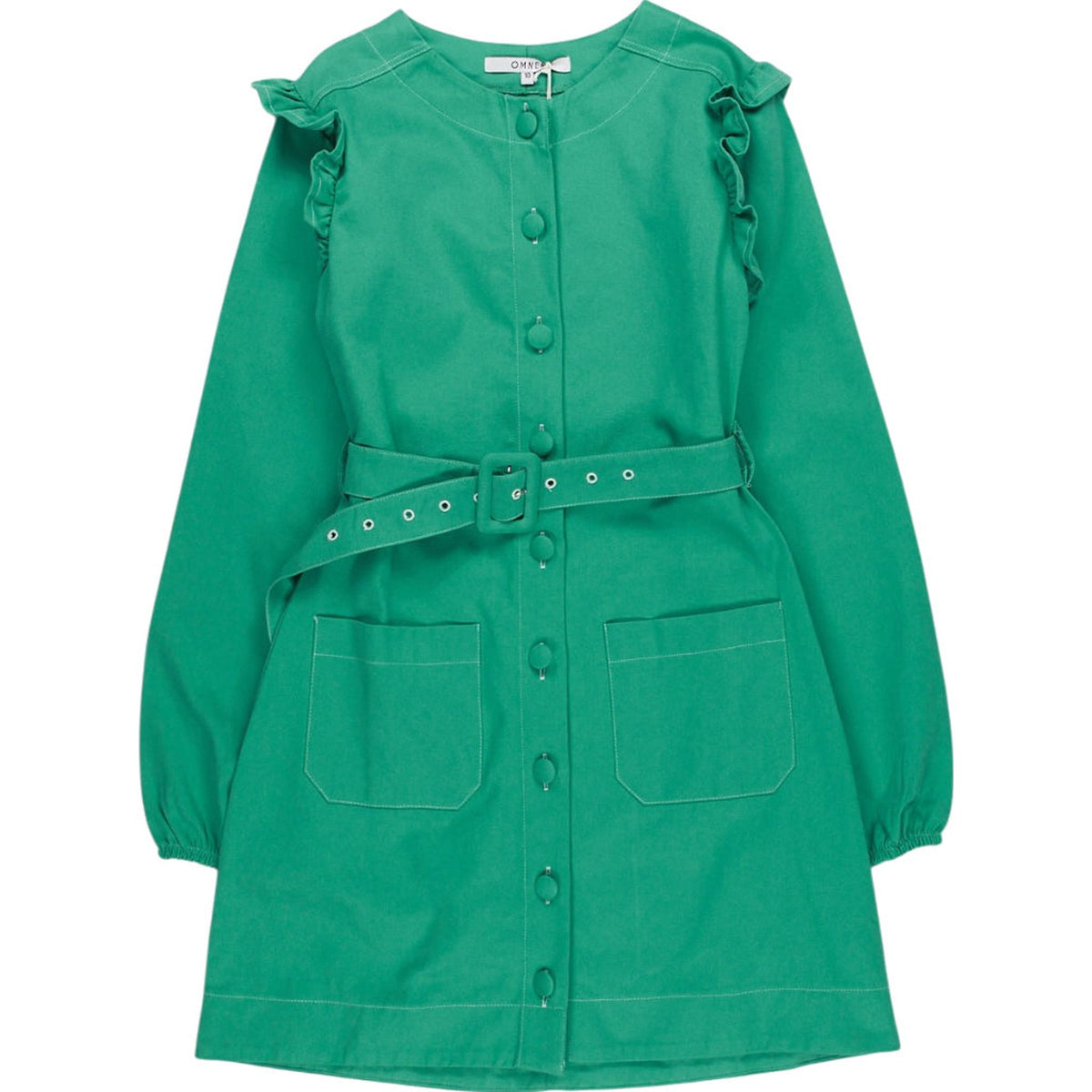 OMNES Green Belted Mini Dress