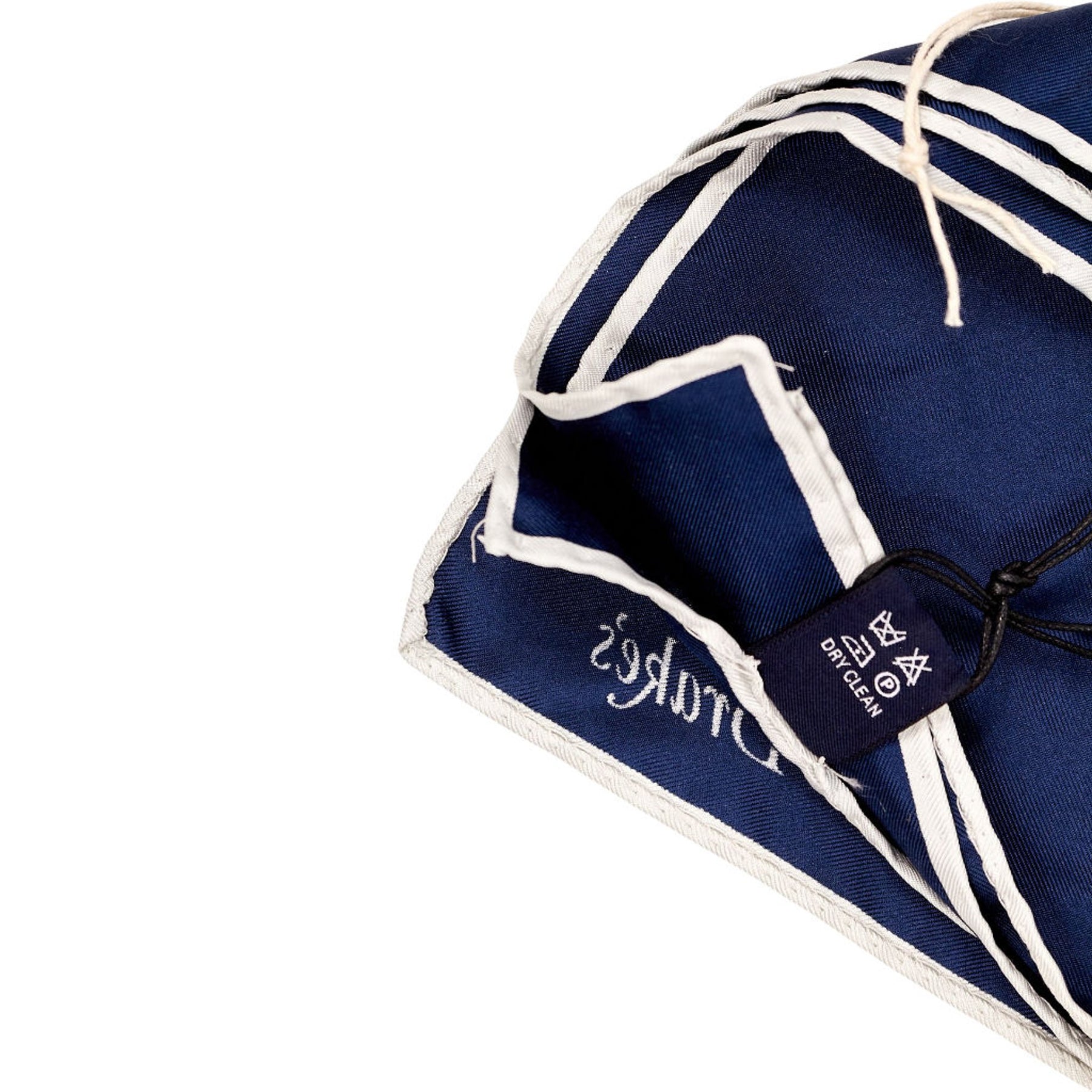 Drake's Blue Silk Pocket Square