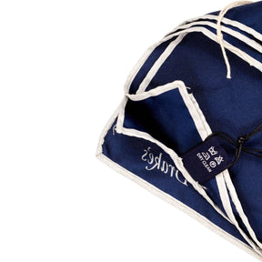 Drake's Blue Silk Pocket Square