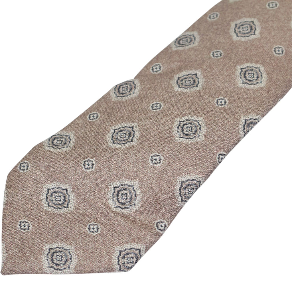 Tessitura Bottinelli x Moss Beige Patterned Tie Bundle x 3