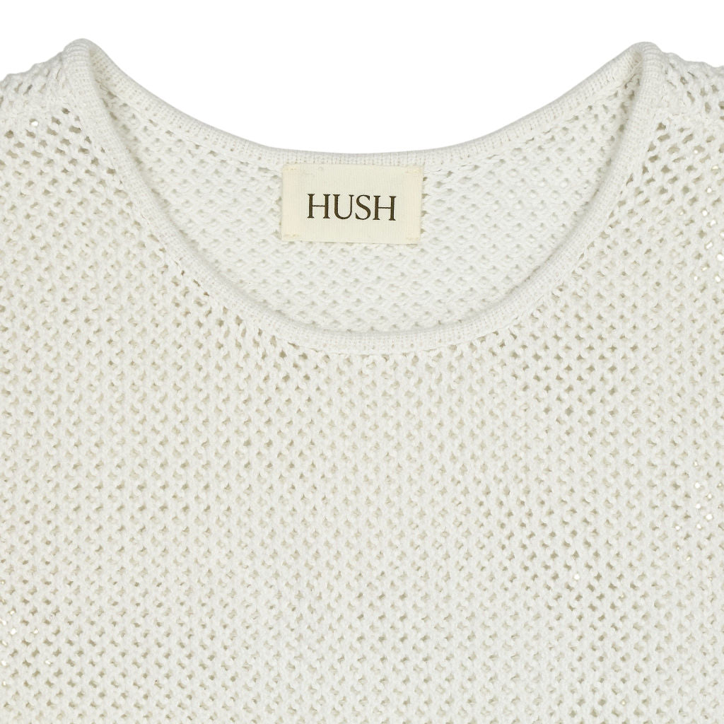 Hush White Adelina Crochet Scallop Tank