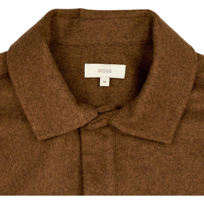 Moss Brown Wool Blend Fleece Overshirt