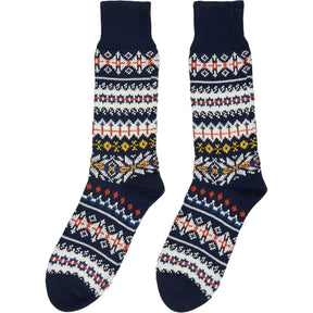 Drakes Blue Patterned Socks