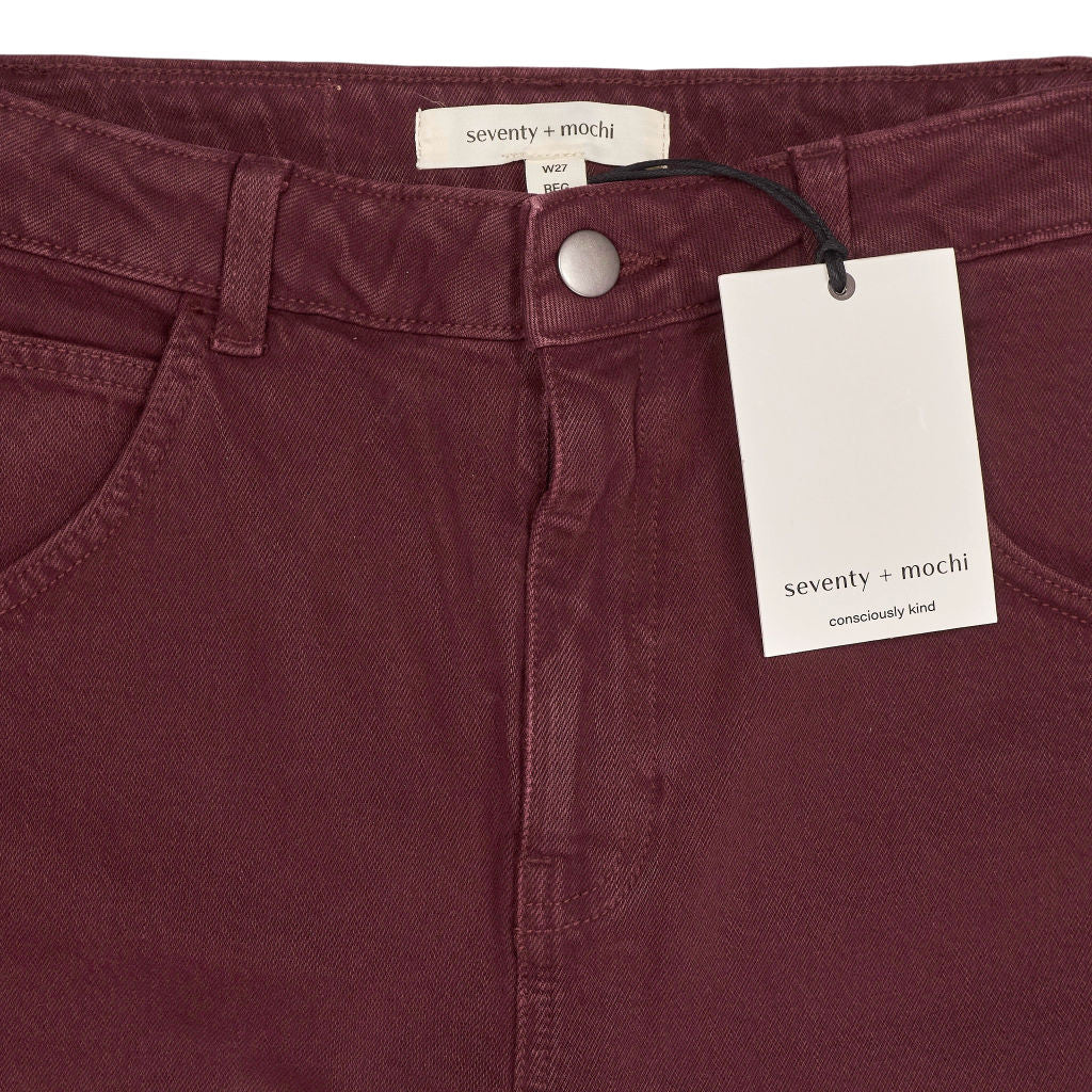 Seventy + Mochi Mulberry Burgundy Twisted Bo Jeans