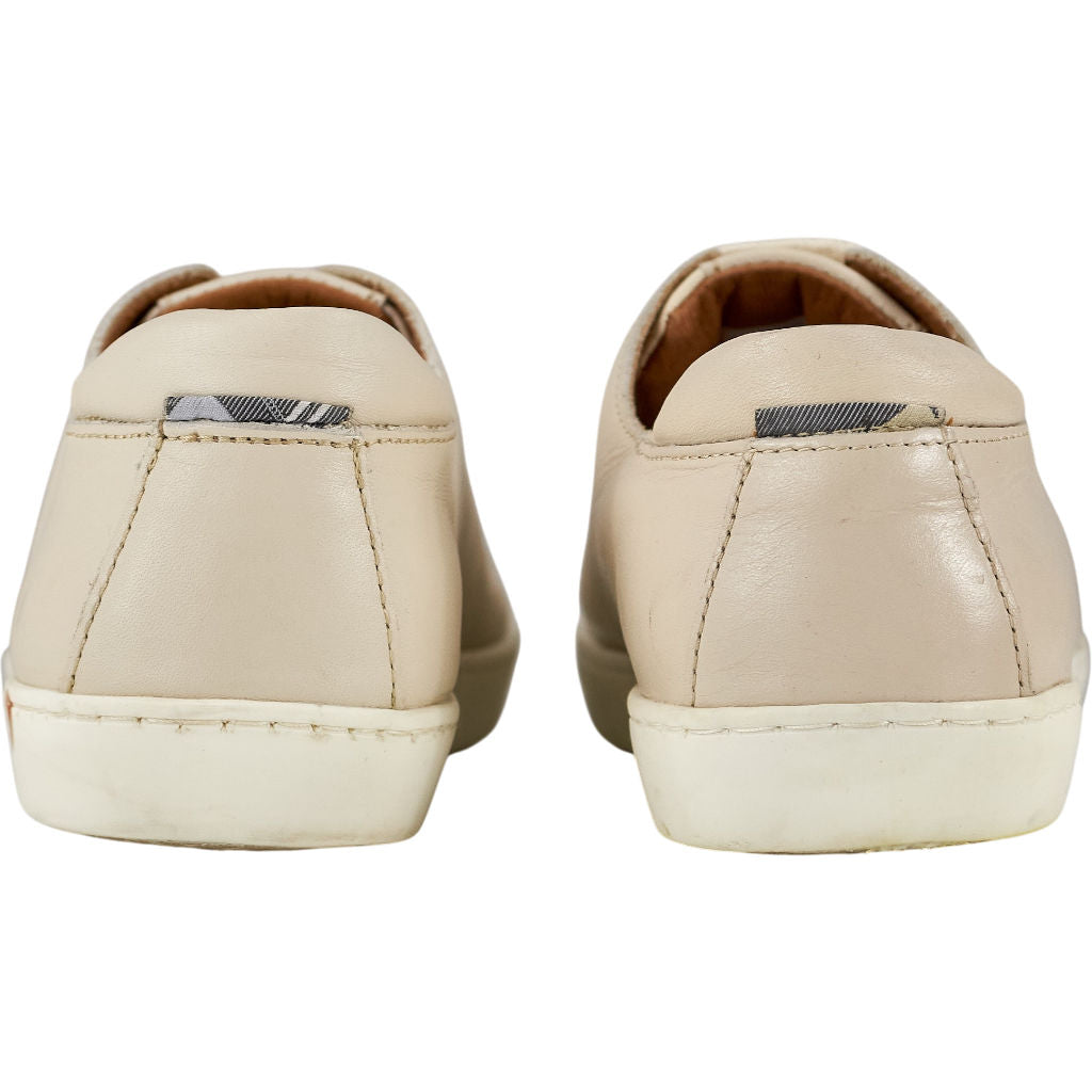 Barbour Beige Leather Lace-Up Trainers