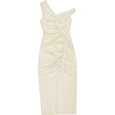 Self-Portrait Ivory Asymmetric Midi Dress