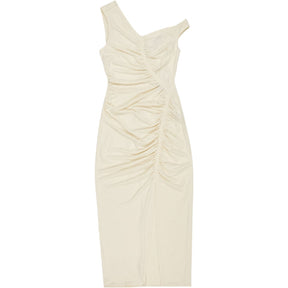 Self-Portrait Ivory Asymmetric Midi Dress