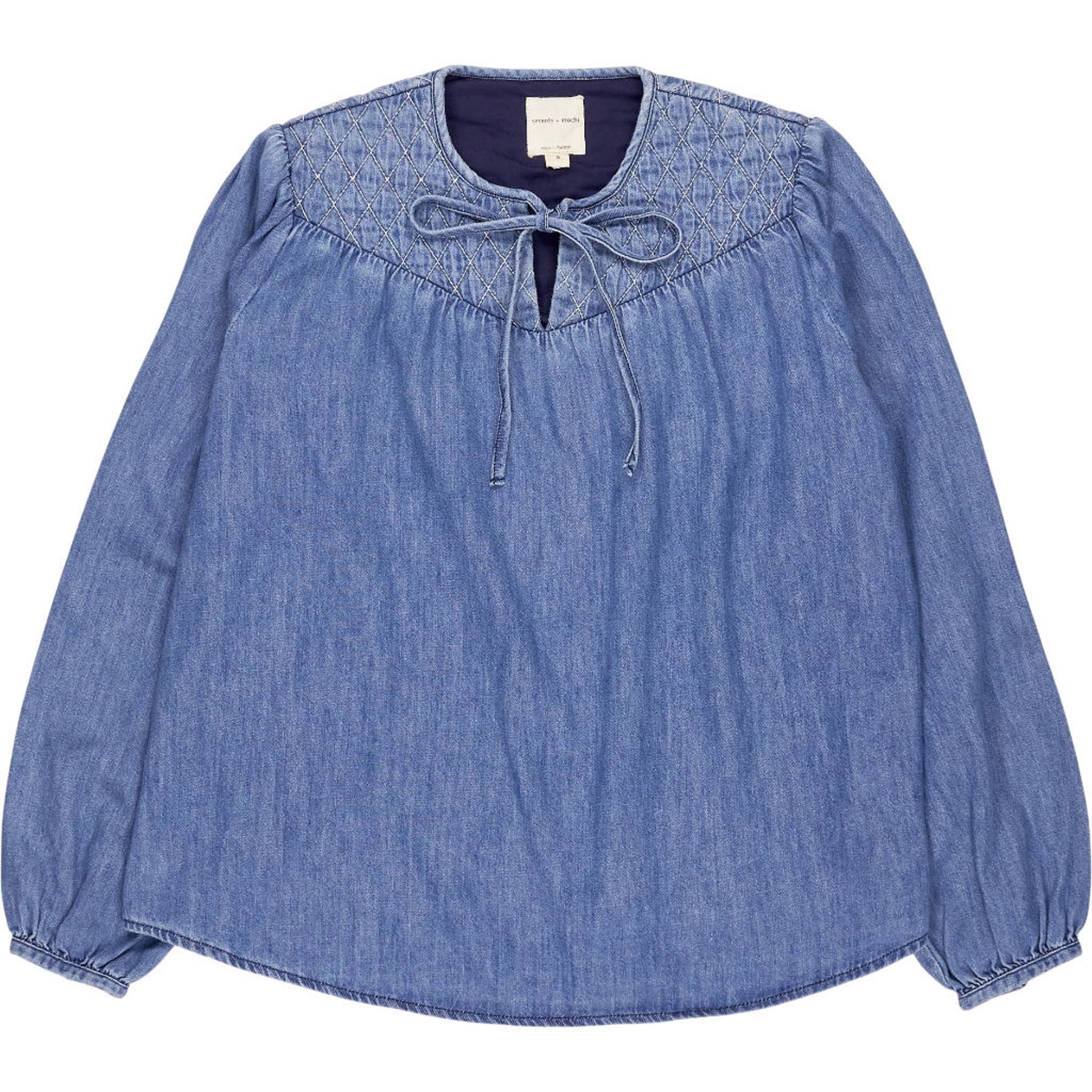 seventy + mochi Blue Quilted Denim Blouse