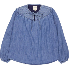 seventy + mochi Blue Quilted Denim Blouse