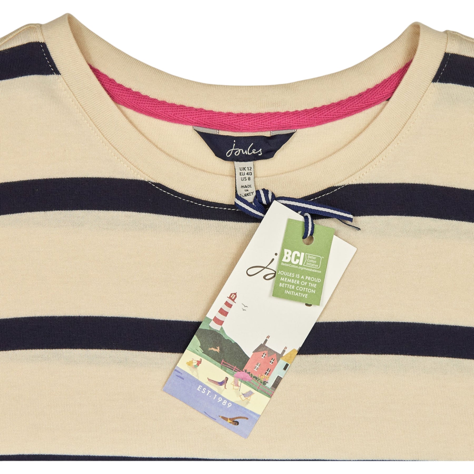 Joules Cream Navy Stripe Top