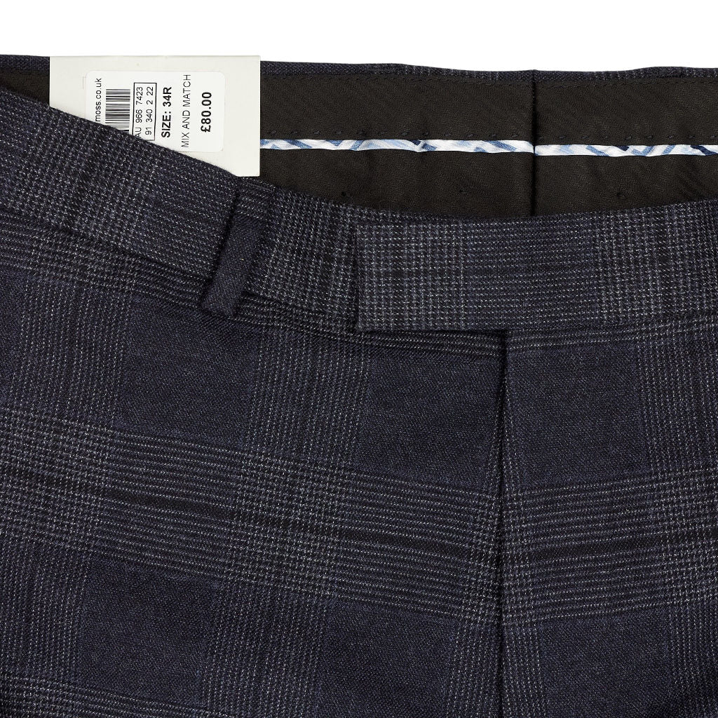 Moss Navy Check Tailored Trousers