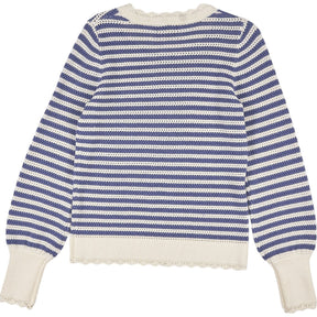 Wyse Cream and Blue Pointelle Jumper
