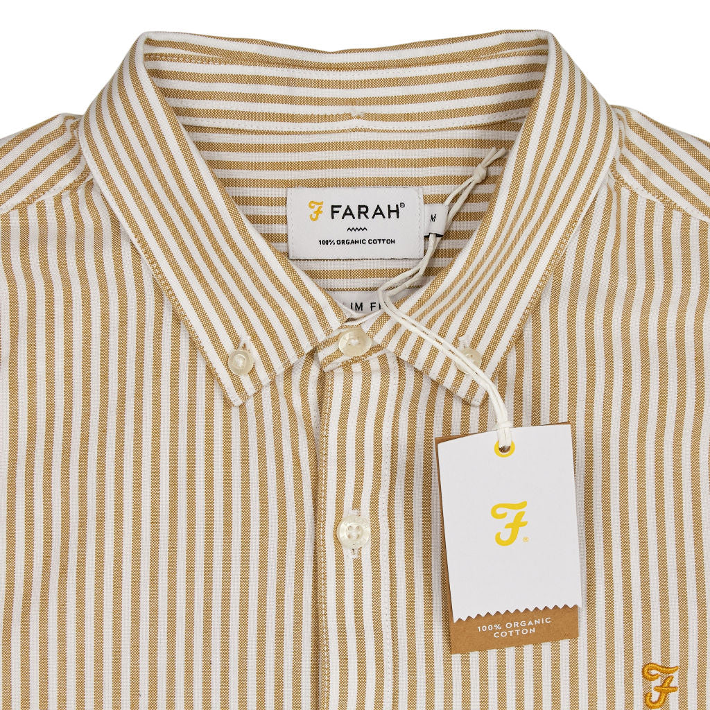 Farah Rust Yellow Brewer Stripe Shirt