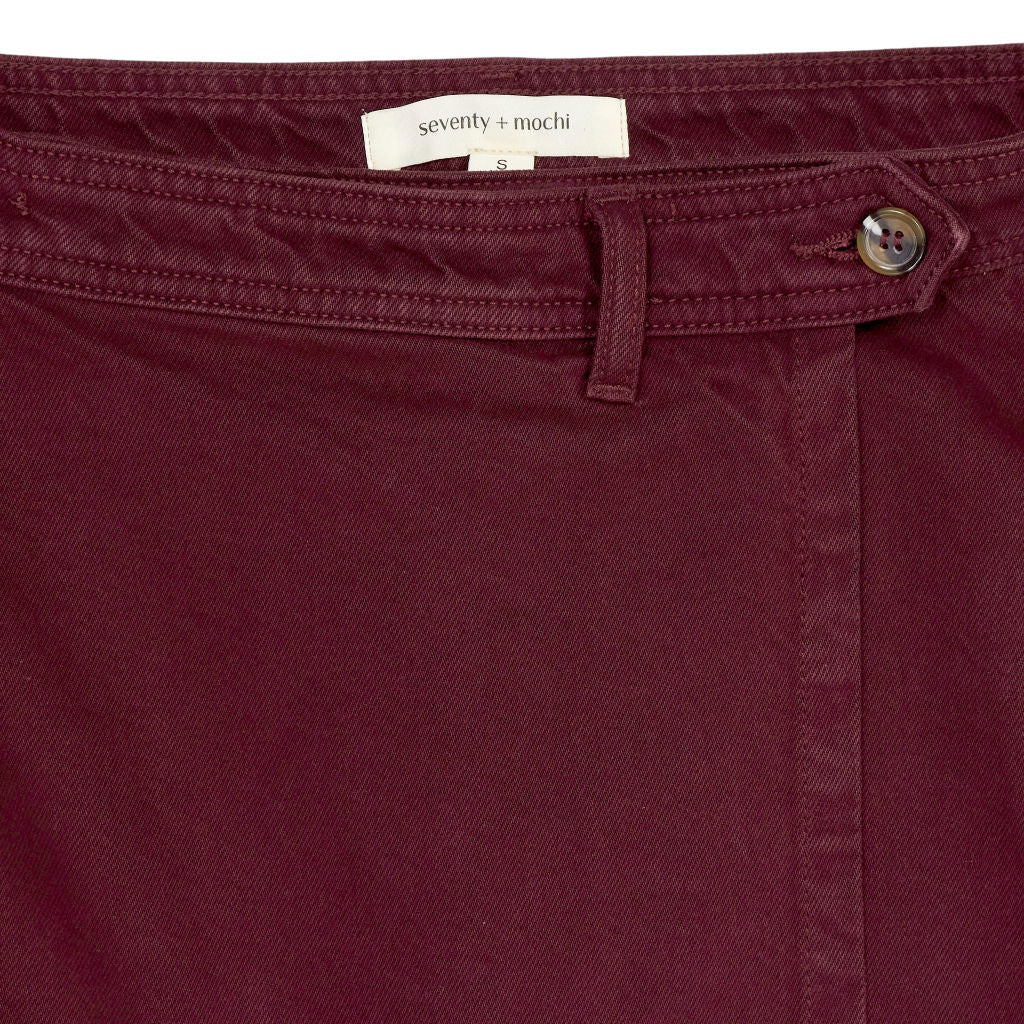 Seventy + Mochi Burgundy Denim Skirt