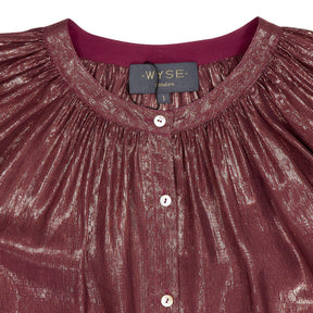 WYSE  Plum Silk Lurex Blouse