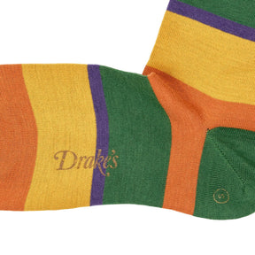 Drake's Multicolour Striped Knee-High Socks M