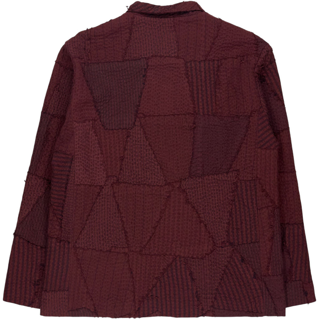 By Walid Burgundy Patchwork Jacket