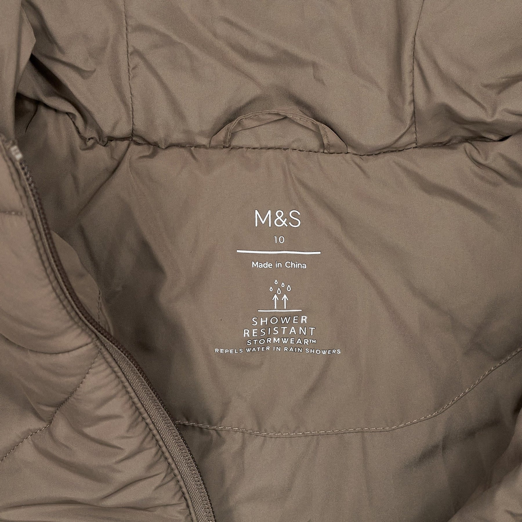 M&S Mocha Quilted Hooded Coat