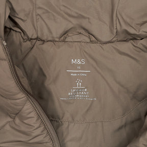 M&S Mocha Quilted Hooded Coat