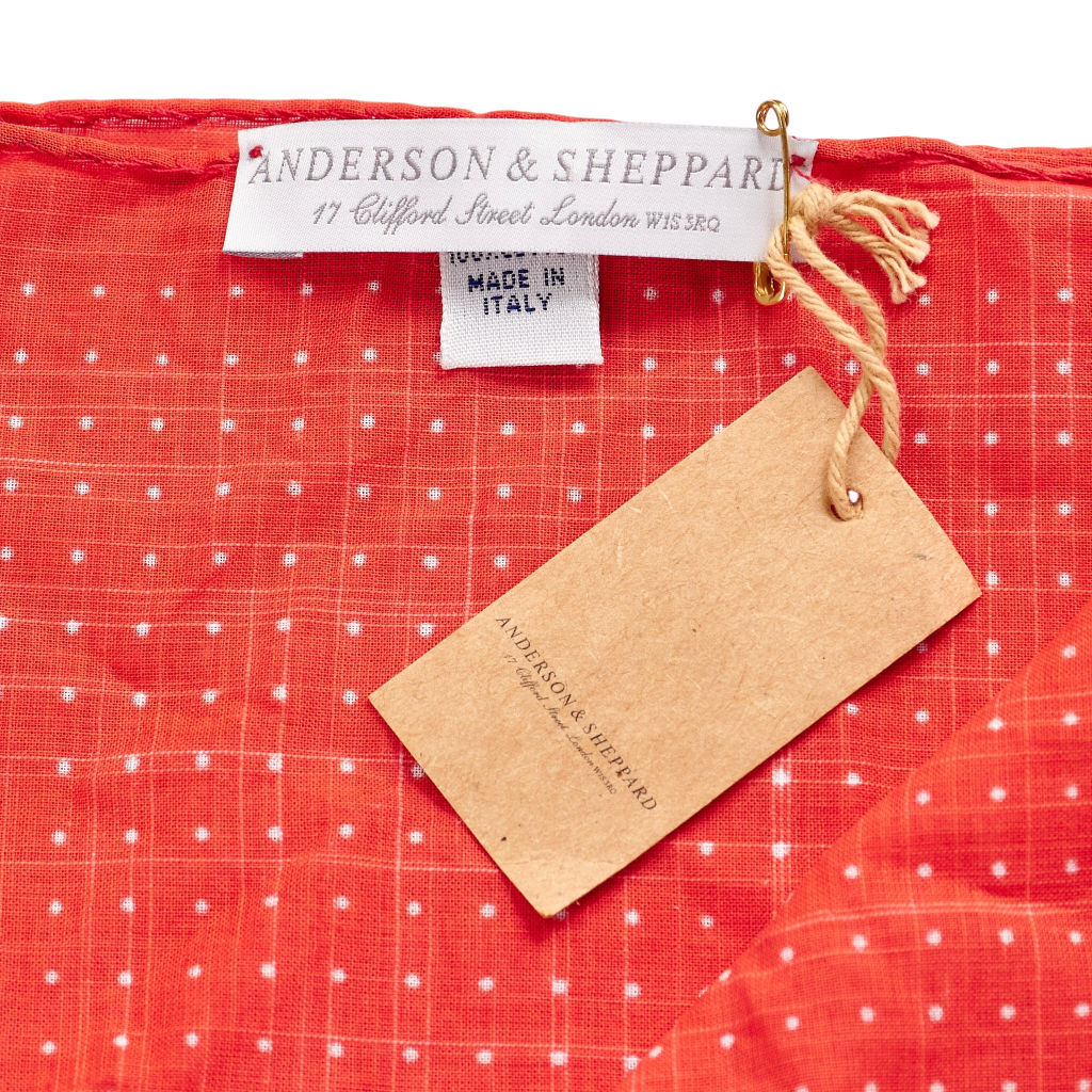 Anderson & Sheppard Red Spotted Pocket Square