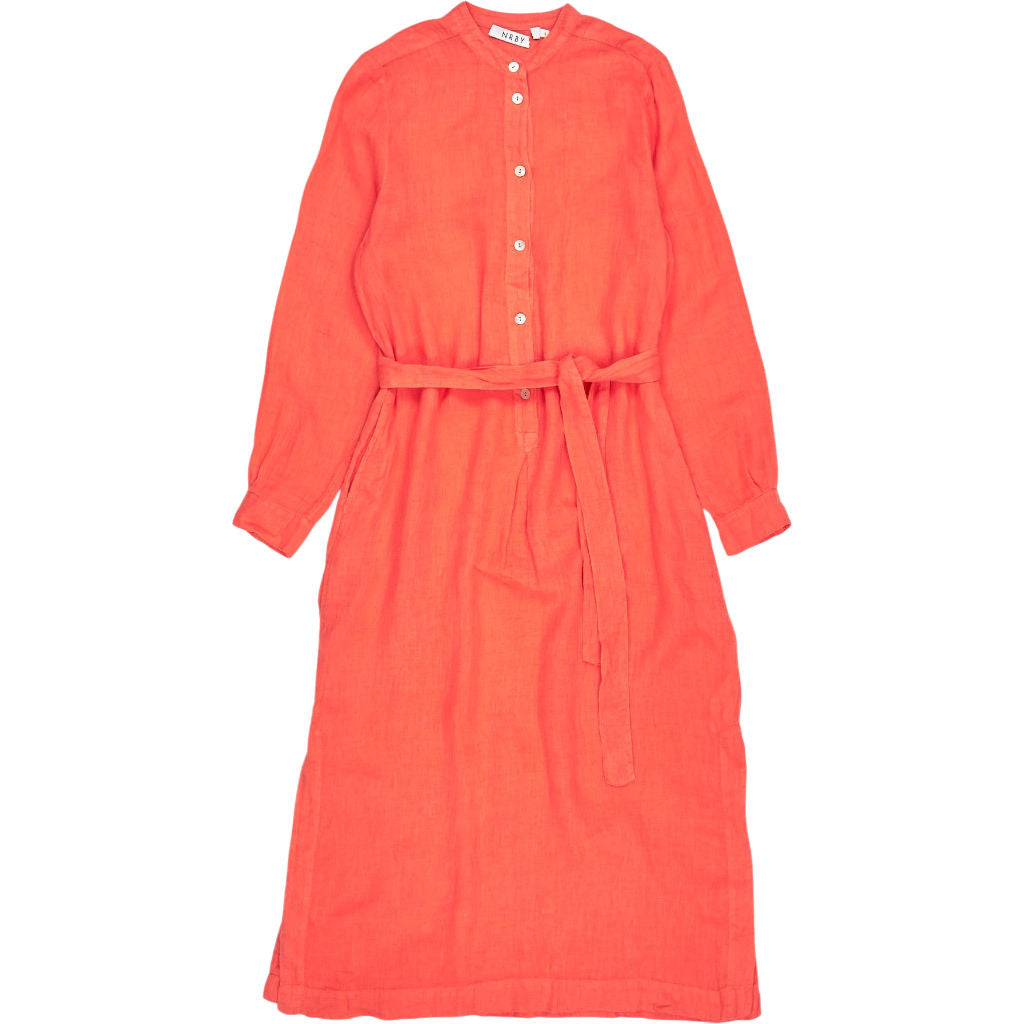 NRBY Orange Linen Shirt Dress