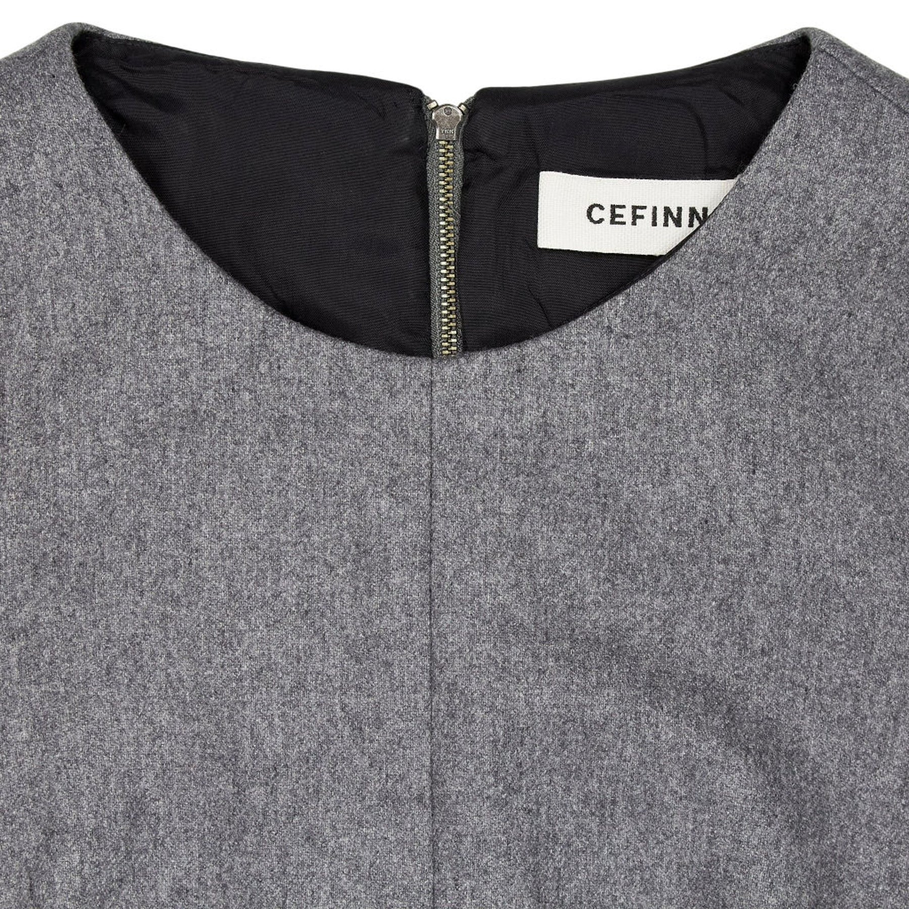 Cefinn Grey Wool Dress with Cream Sleeves