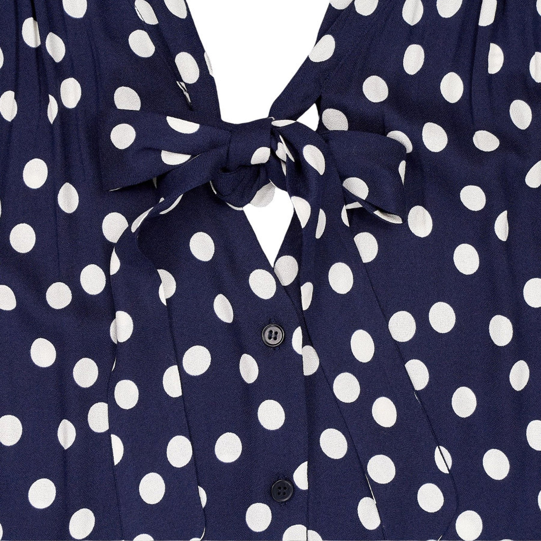 Baukjen Navy Polka Dot Tie Neck Blouse