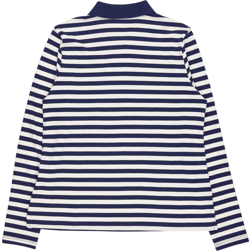 Lands' End Navy White Stripe Polo Shirt