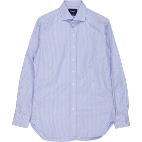 Drake's Blue Stripe Cotton Shirt
