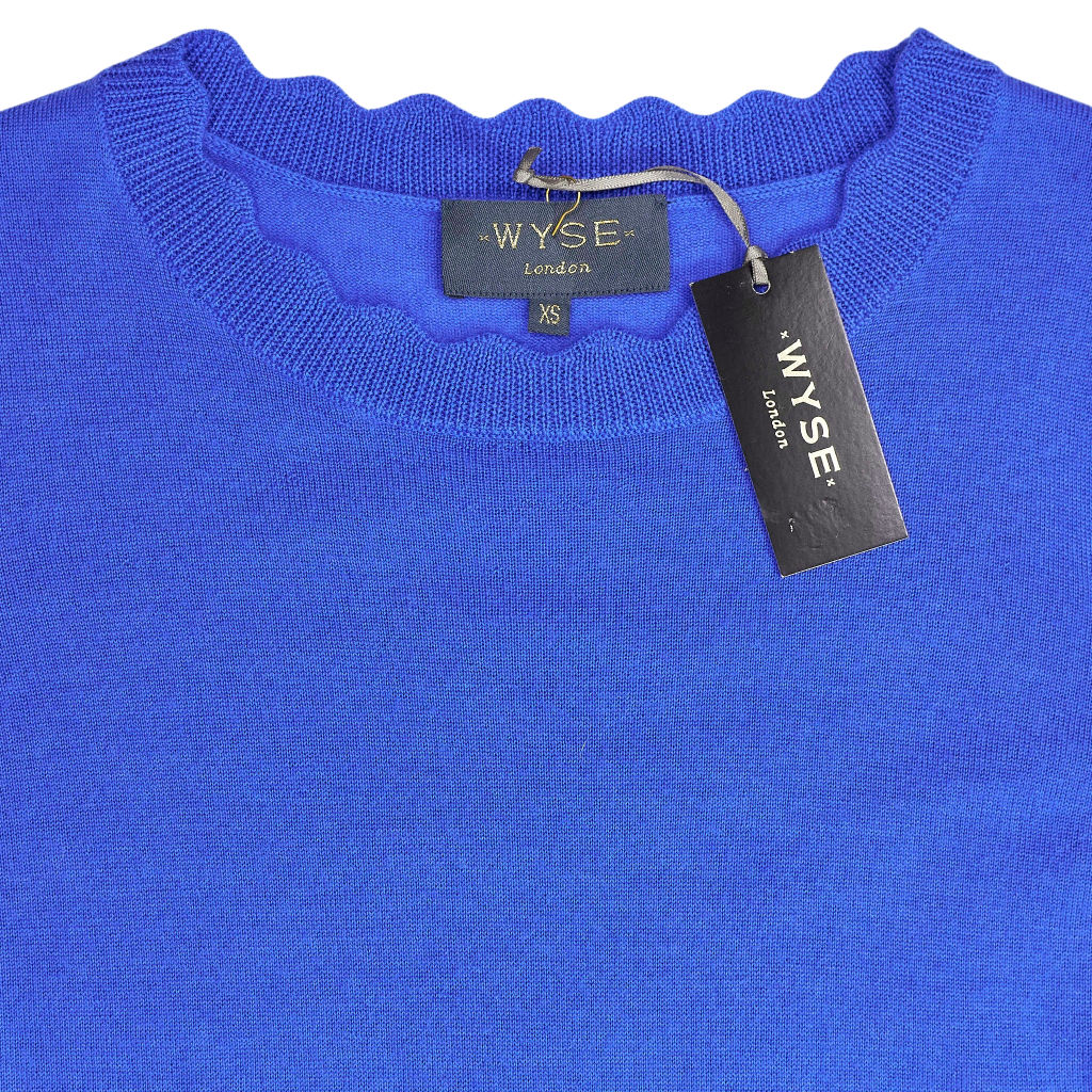 Wyse Cobalt Blue Fleurine Scallop Jumper