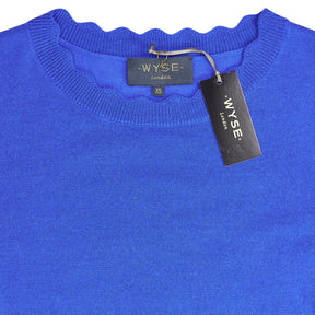 Wyse Cobalt Blue Fleurine Scallop Jumper
